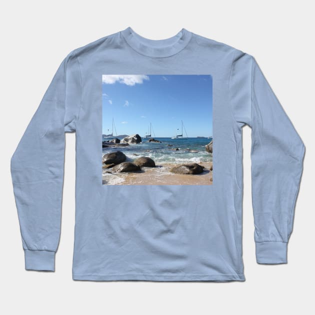 Sailing Boats at Virgin Gorda, BVI Long Sleeve T-Shirt by Christine aka stine1